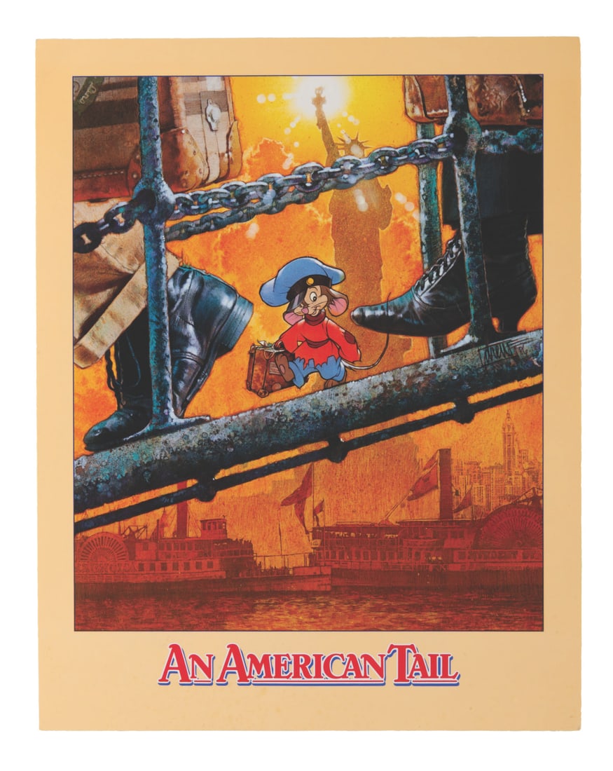 An "An American Tail" Screening Program.: (Universal, 1986) An early screening program for "An American Tail" featuring the poster art on one side and credits on the other. The program is dated October 15, 1986, over a month before the film's