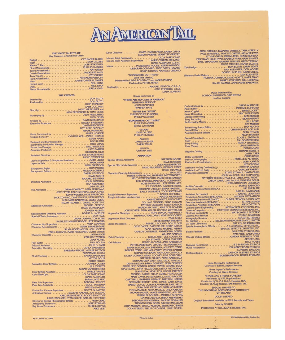An "An American Tail" Screening Program. - 2