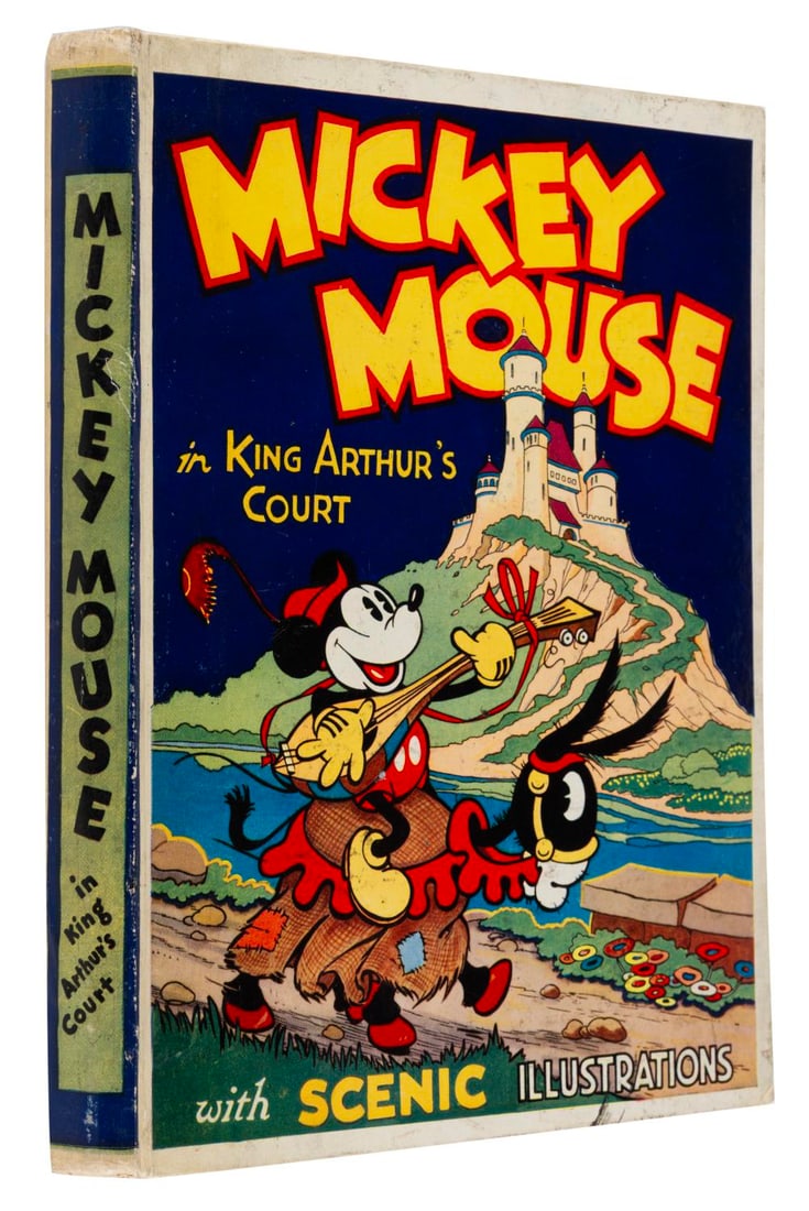 A Rare Mickey Mouse in King Arthur's Court Pop-Up Book.: (Dean & Son,1934) A rare large Mickey Mouse in King Arthur's Court book published in the United Kingdom. This book is fully illustrated, with four large colorful pop-up scenes. Measuring 10" x 7.5" x 