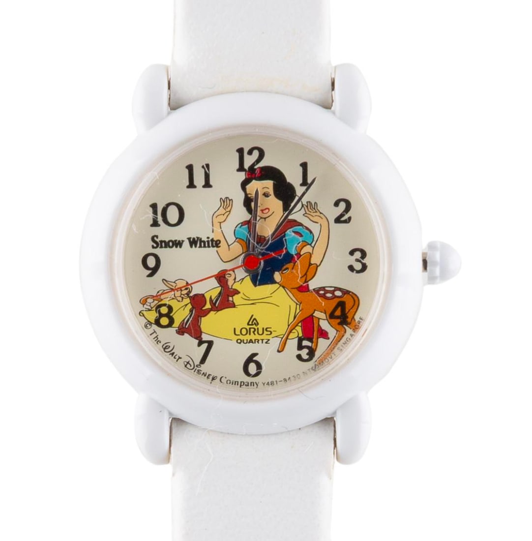 A "Snow White" Lorus Wristwatch.: (Lorus, 1980s/90s) A ladies style Snow White wristwatch by Lorus. The watch is in fine condition, requiring a battery and possibly service to function.