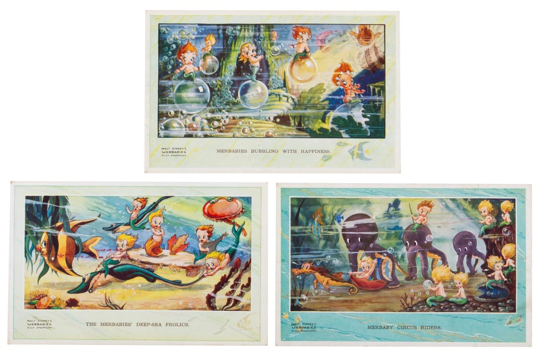 Three Early "Merbabies" Postcards.