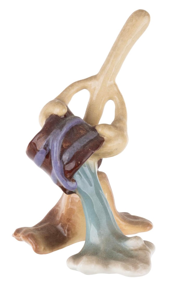 A "Fantasia" Enchanted Broom Ceramic Figurine.: (Hagen-Renaker, 1982) A miniature ceramic figurine of an Enchanted Broom from the Sorcerer's Apprentice sequence of "Fantasia," released by renowned ceramist Hagen Renaker. Measuring 2.75" tall, the f