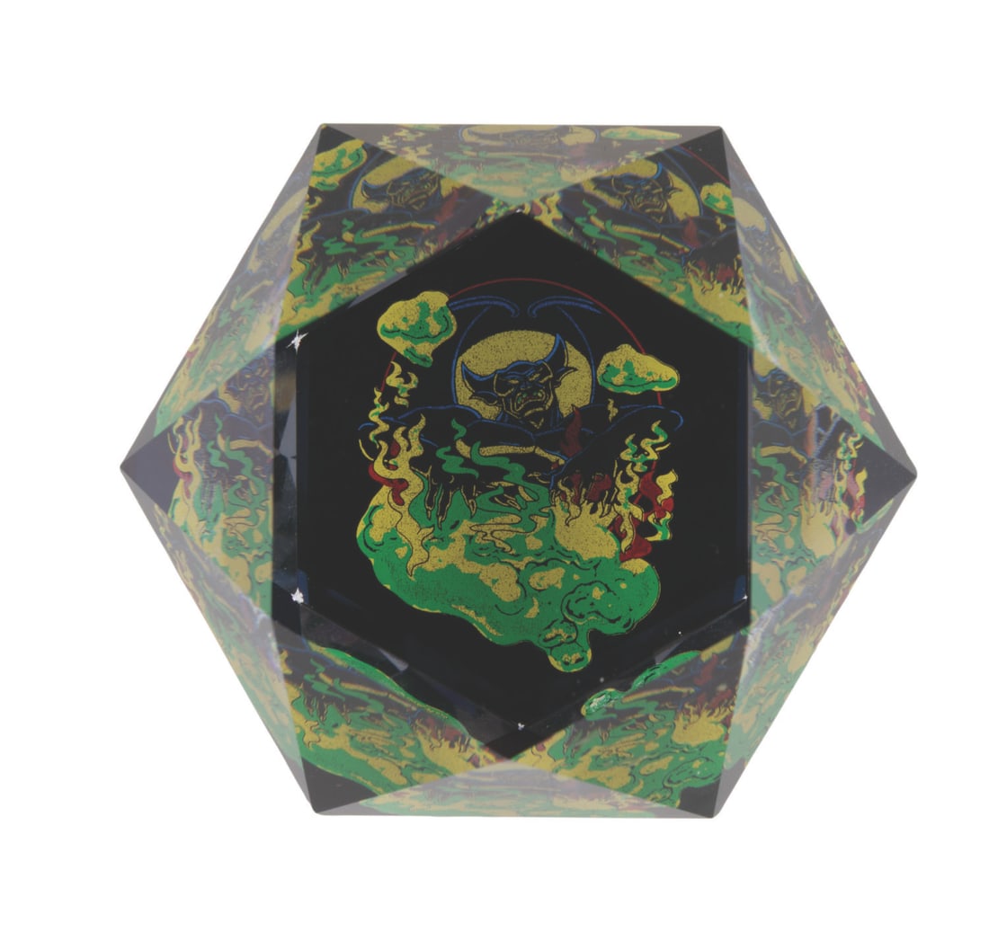 A Swarovski Crystal Chernabog Paperweight.: (Swarovski, 1990s-2000s) A crystal paperweight featuring Chernabog from "Fantasia. This was produced by Swarovski & Co. for the Arribas collection in a limited edition of 750. Measuring 2.5" in diamet