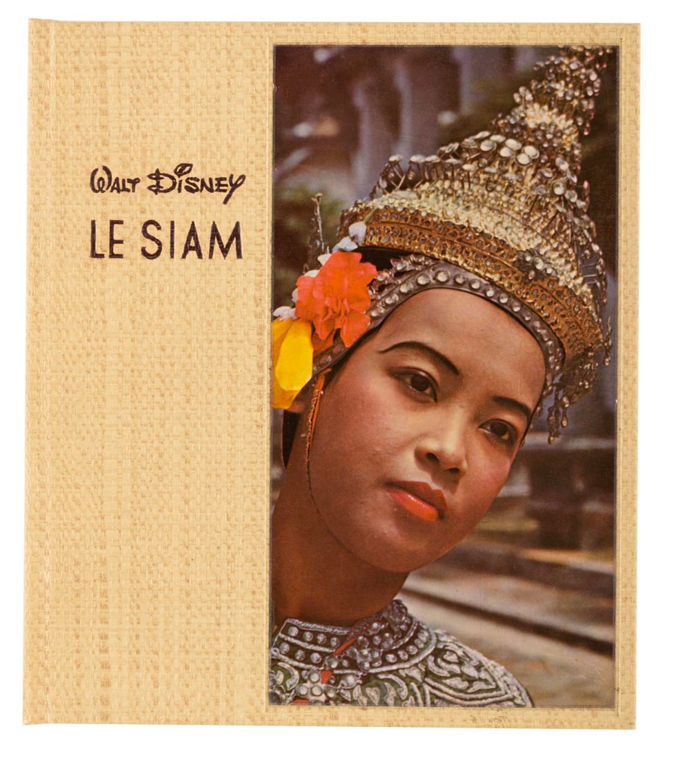 A People and Places French Language "Siam" Book.: (Librairie Payot Lausanne, 1955) A French book based on Walt Disney's 1953 People and Places film "Siam." The 80-page book features hand-tipped color photo plates. Measuring 7.25" x 6.25" x 1", the