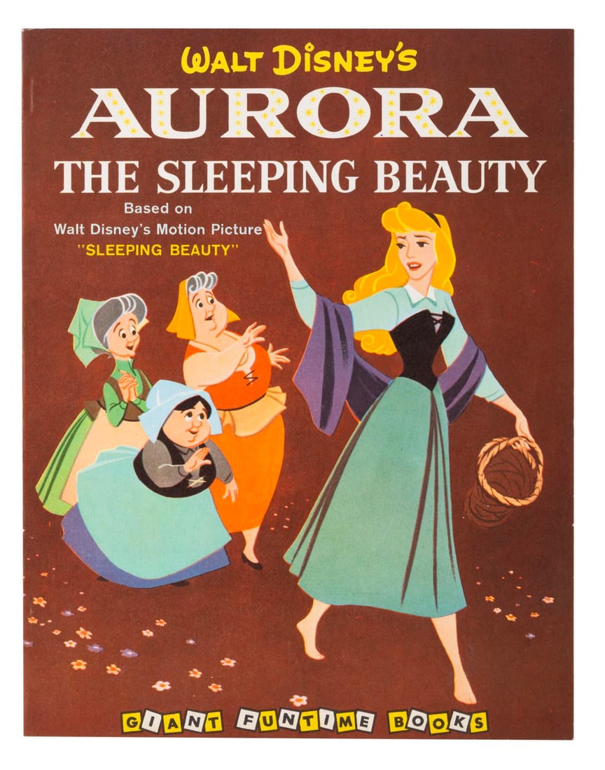 An Aurora The Sleeping Beauty Painting Book.: (Giant Funtime Books, 1960) A Walt Disney's Aurora The "Sleeping Beauty" Painting Book, featuring coloring book pages with single color accents preprinted. Measuring 8" x 10.5" the softcover book is
