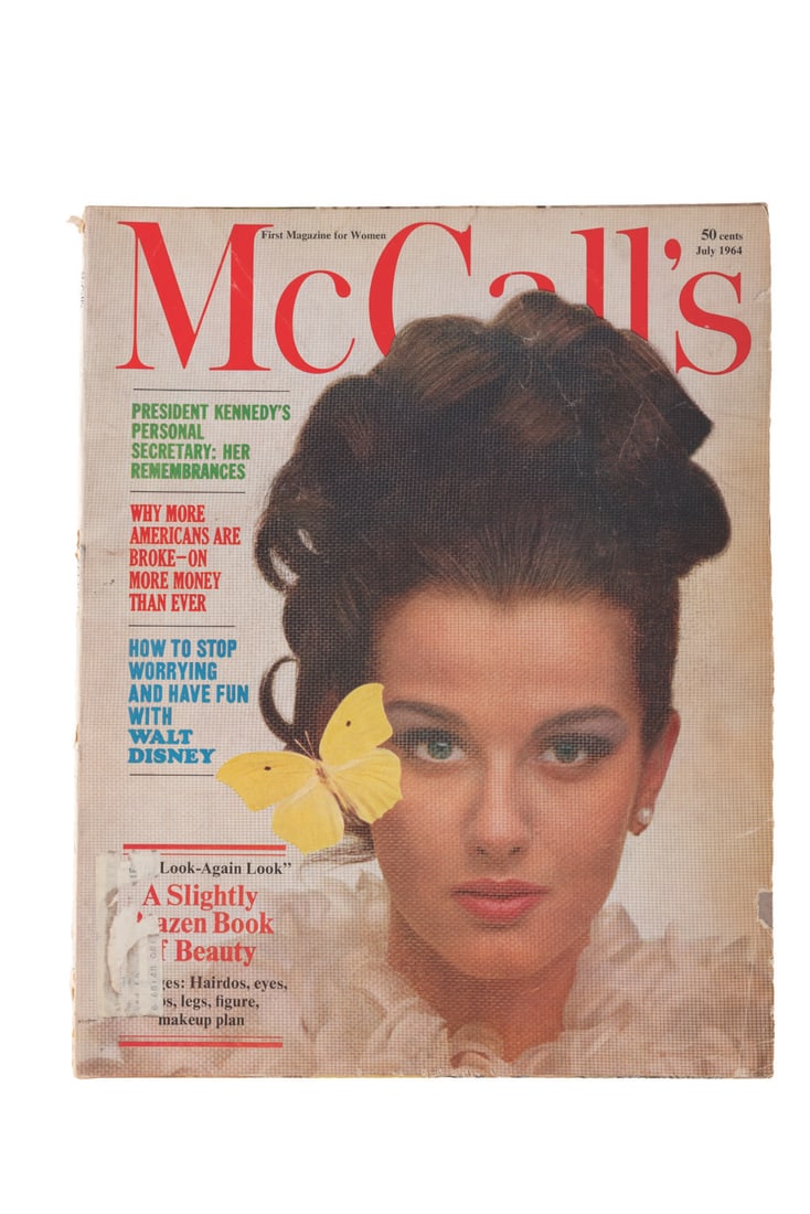 A 1964 McCall's Magazine Featuring Walt Disney.: (McCall's, 1964) A July 1964 issue of McCall's magazine with a five-page article on Walt Disney. Measuring 10.5" x 13.25", the magazine is in good condition with wear to the cover, including small