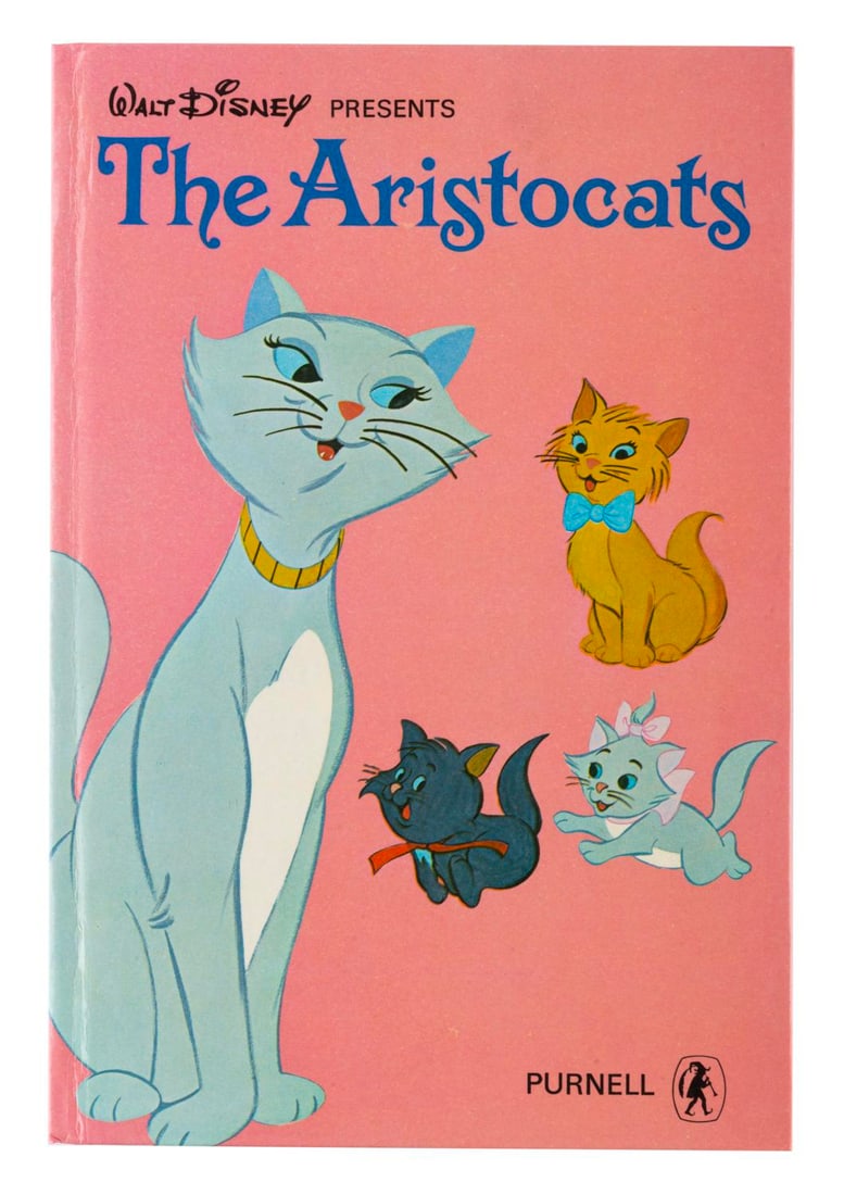 A Walt Disney "The Aristocats" Storybook.: (Purnell, 1971) A hardcover Walt Disney "The Aristocats" storybook published by Purnell of London. Measuring 10.5" x 7", the book is in very good condiiton with some light discoloration from age.