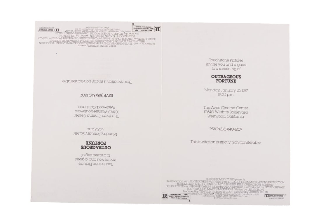 A "Outrageous Fortune" Program and Screening Invitation. - 3
