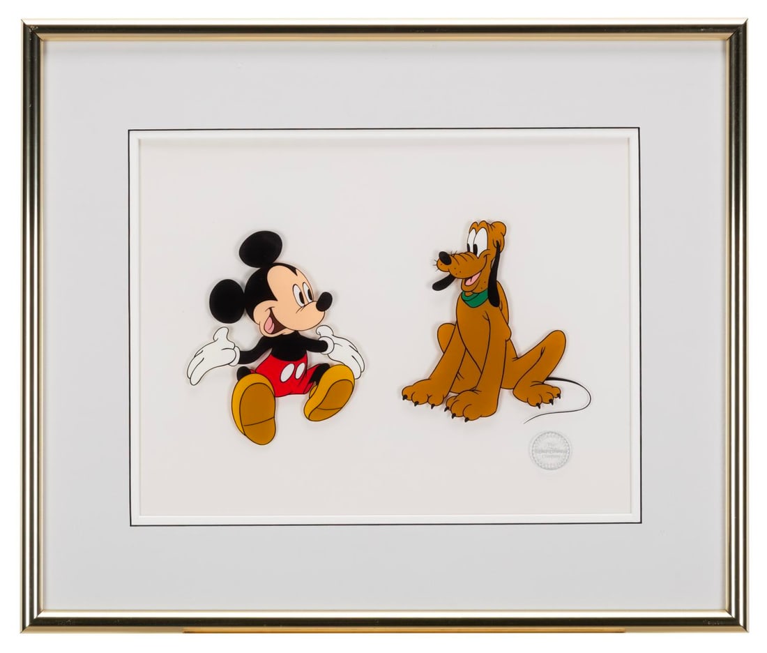 A Mickey & Pluto Framed Sericel. - 2