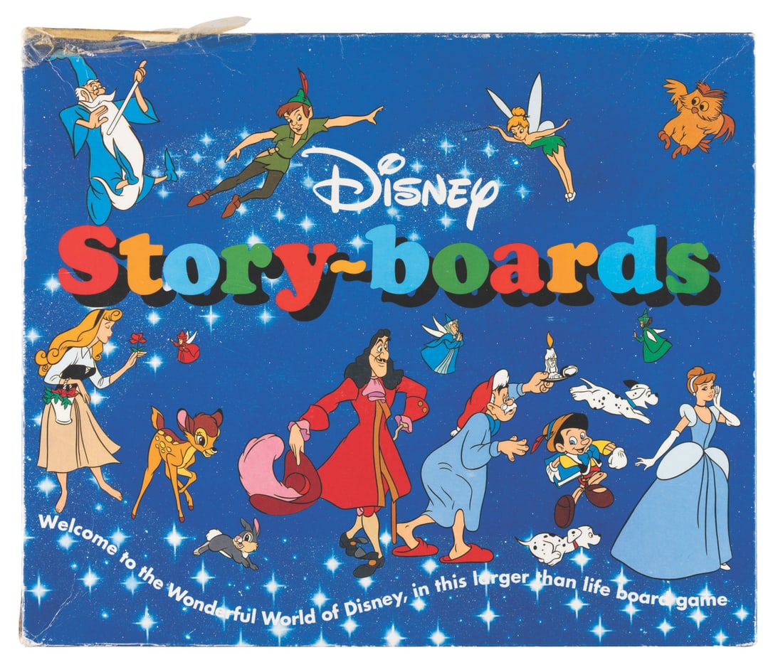 A Disney Story-boards Game.: (Paul Lamond Games, 1991) A rare oversized Disney Story-boards game, giving you the opportunity to storyboard a Disney film like an animator. Published in London, the set includes 5 Disney film card