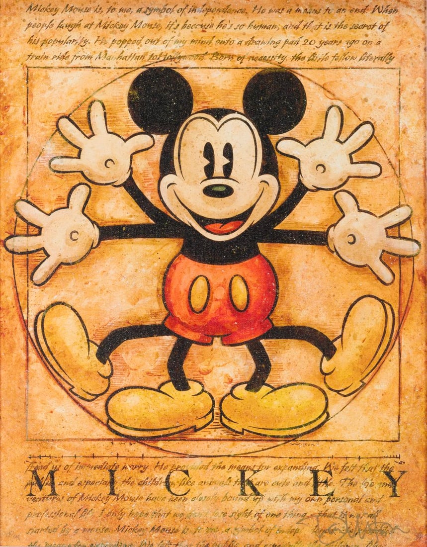A "Renaissance Mickey Mouse" Canvas Print by Darren Wilson.: (Disney, 2000s) A framed limited edition canvas giclee titled "Renaissance Mickey Mouse" by Disney artist Darren Wilson. Numbered 18/95 with a visible image size of 15.5" x 20" in a 23" x 27.5"