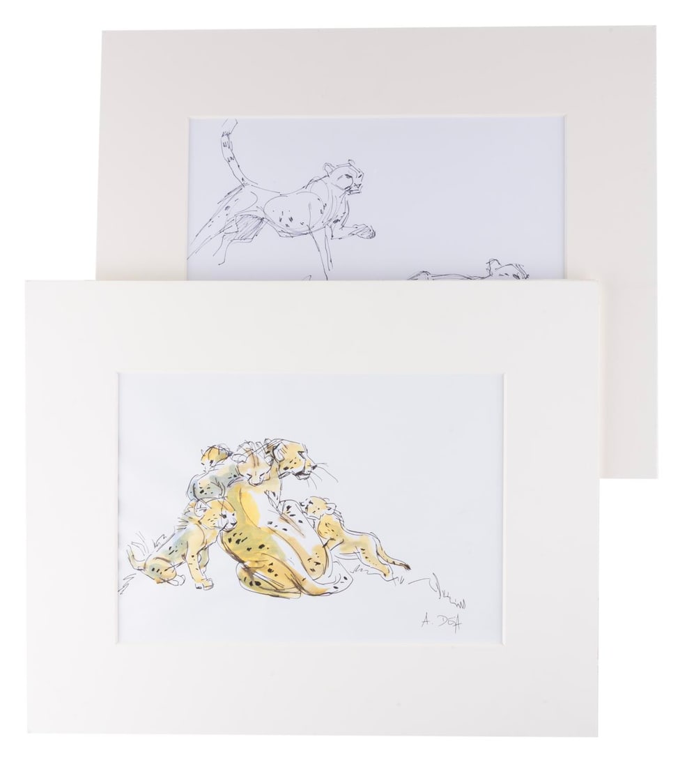 A Pair of Andreas Deja "African Cats" Drawings. (1 of 5)