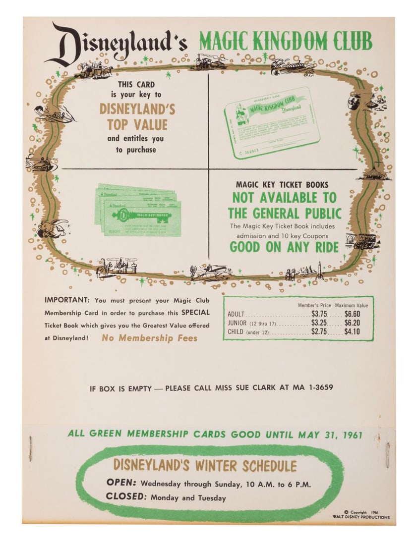A 1961 Disneyland Magic Kingdom Club Flyer. (1 of 1)