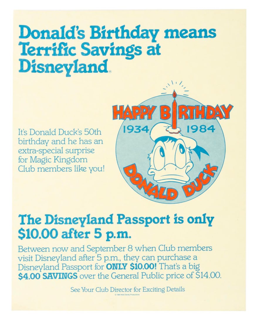 A "Donald's Birthday" Promotional Flyer. (1 of 1)