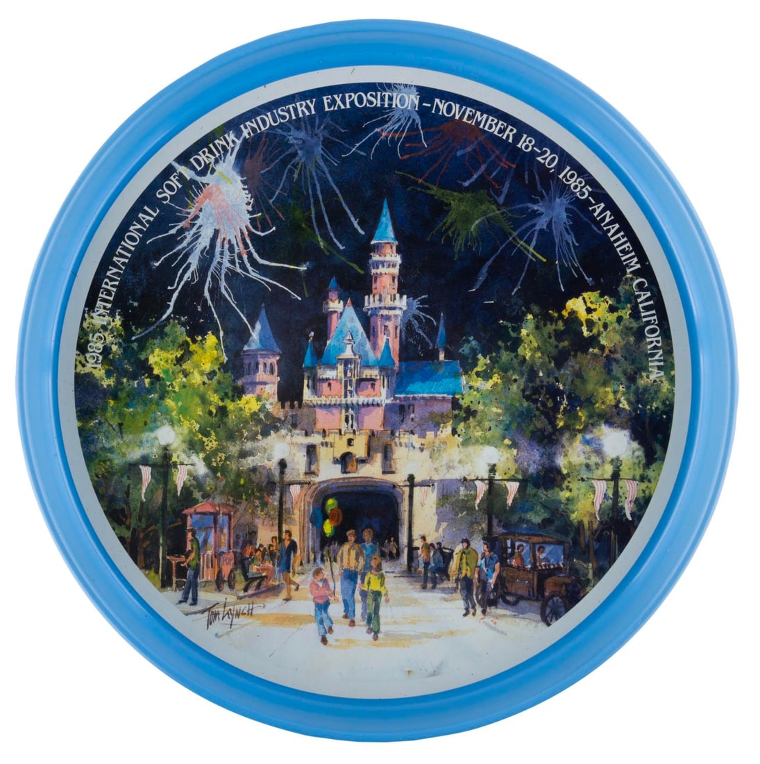 A Rare Soft Drink Industry Expo. at Disneyland Metal Tray.?: (Disneyland, 1985) A rare souvenir tin tray created exclusively for the 1985 International Soft Drink Industry Exposition held in Anaheim in November of 1985. The tray features an image of Sleeping Be