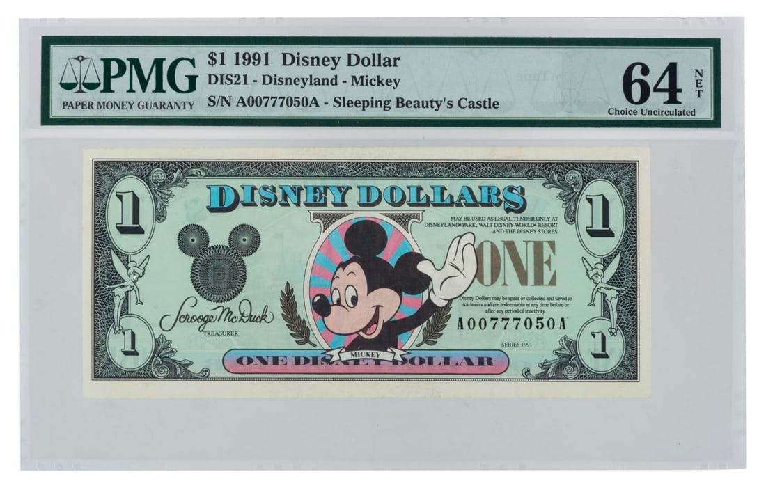 A Graded $1 Series 1991 Disney Dollar. (1 of 2)
