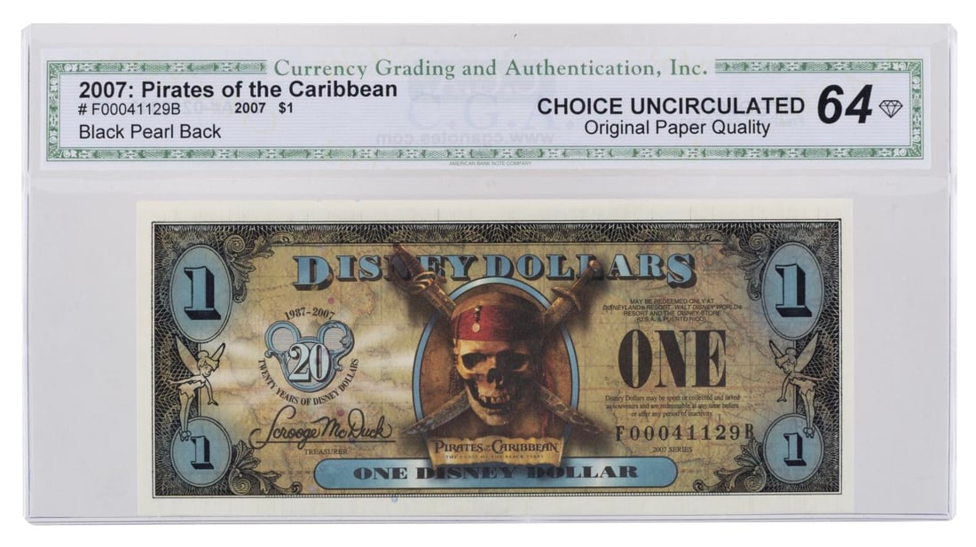 A Rare Uncirculated $1 "Pirates of the Caribbean" Disney Dollar. (1 of 2)