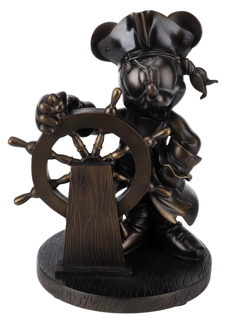 A Limited Edition Pirate Mickey Mouse Sculpture.: (Walt Disney World, 2007) A limited edition sculpture by Monty C. Maldovan titled "Mickey at the Helm," released at the Pirates of the Caribbean Adventures on the 7 Seas Lagoon event in 2007. Numbered