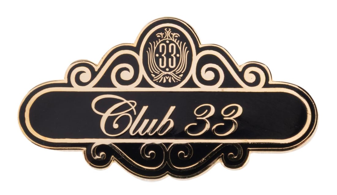 A Club 33 LE 500 Name Badge Pin.: (Disneyland, 2005) A Club 33 Name Badge pin, inspired by Host and Hostess badges in use during the 1990s. This was issued exclusively through Club 33 at Disneyland in a limited edition of only 500. Me