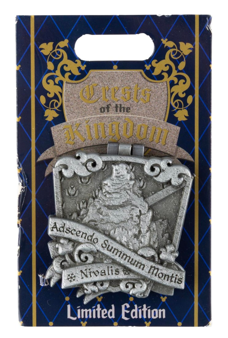 An Expedition Everest Crest of the Kingdom Pin.: (Disneyland, 2019) A Crests of the Kingdom Matterhorn pin featuring an image of Donald Duck with the abominable snowman inside. Measuring 2" x 2", the limited edition 2000 pin is in fine condition on