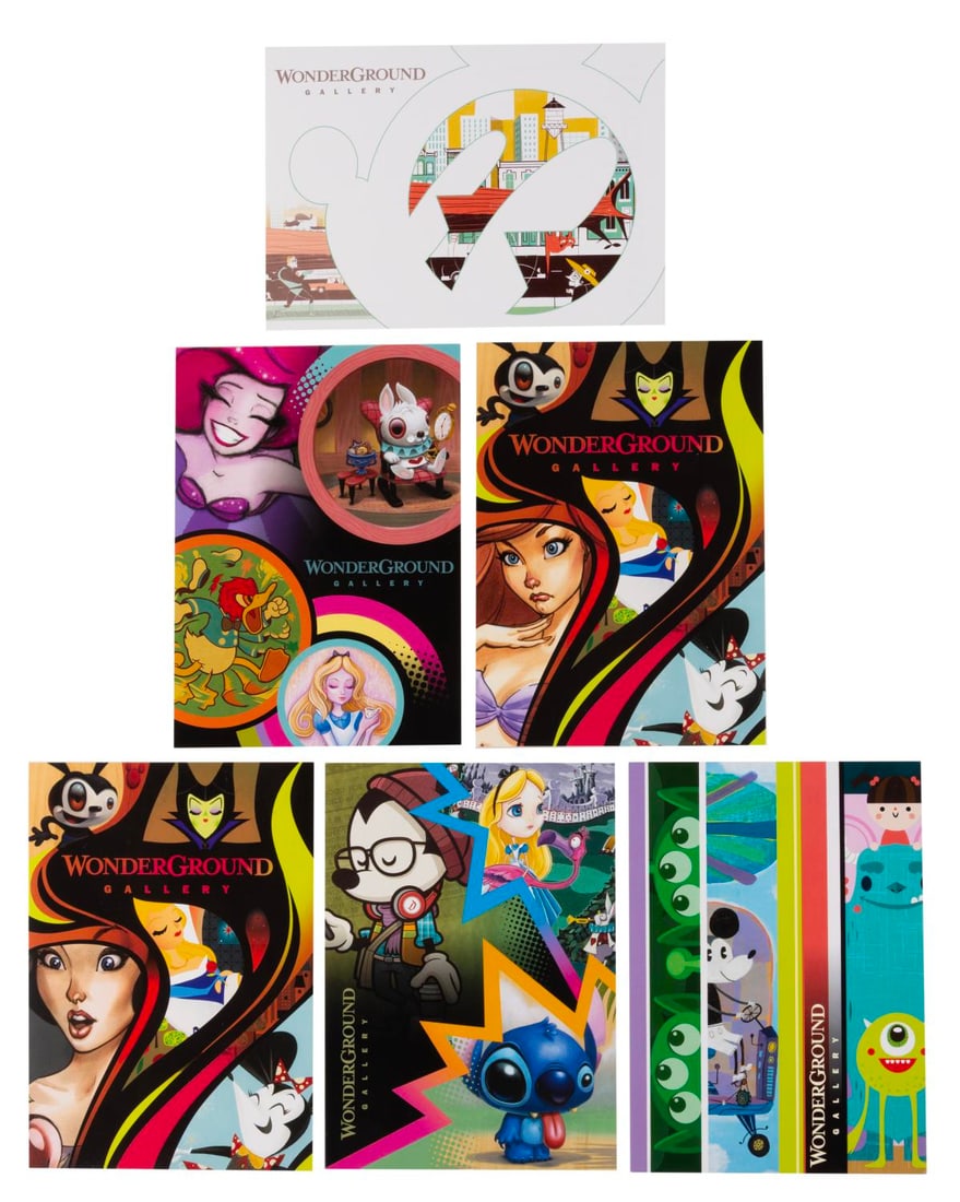 A Set of Downtown Disney WonderGround Gallery Postcards.: (Downtown Disney, 2012-2022) Six large postcards from the Wonderground Gallery in Downtown Disney. Each measuring 5" x 7", the postcards are in very good to fine condition.