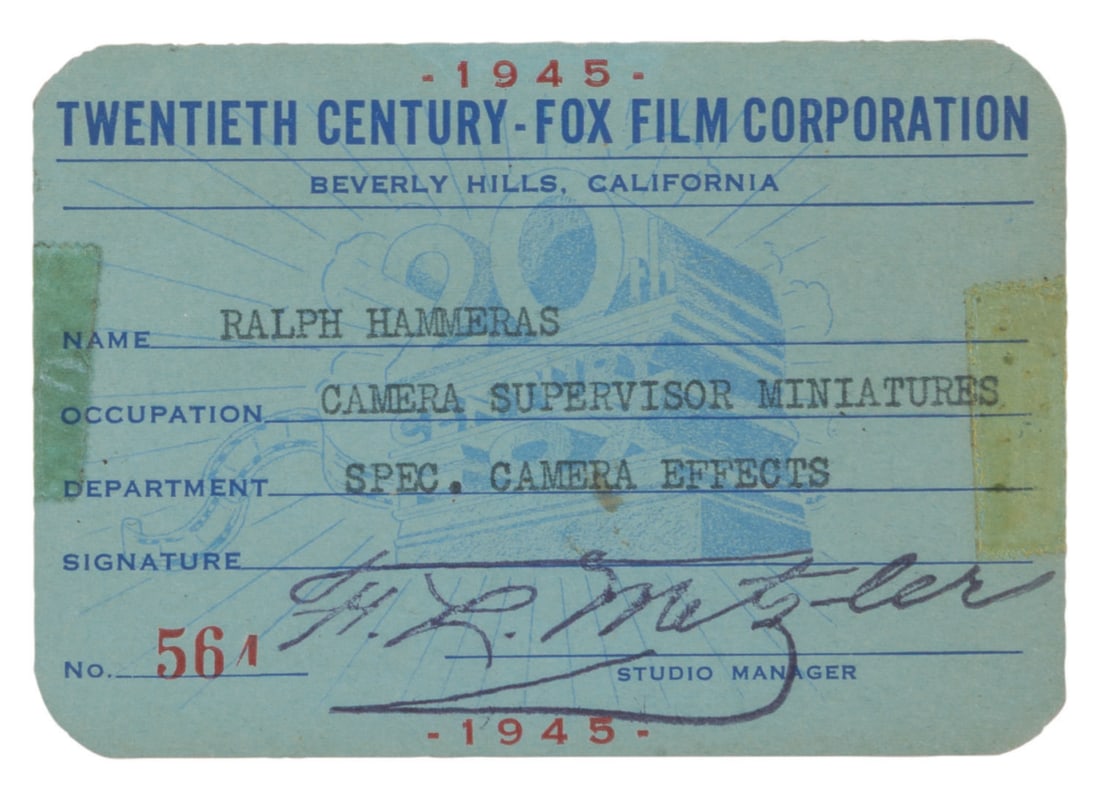 Ralph Hammeras' Fox Studios ID Cards. - 6
