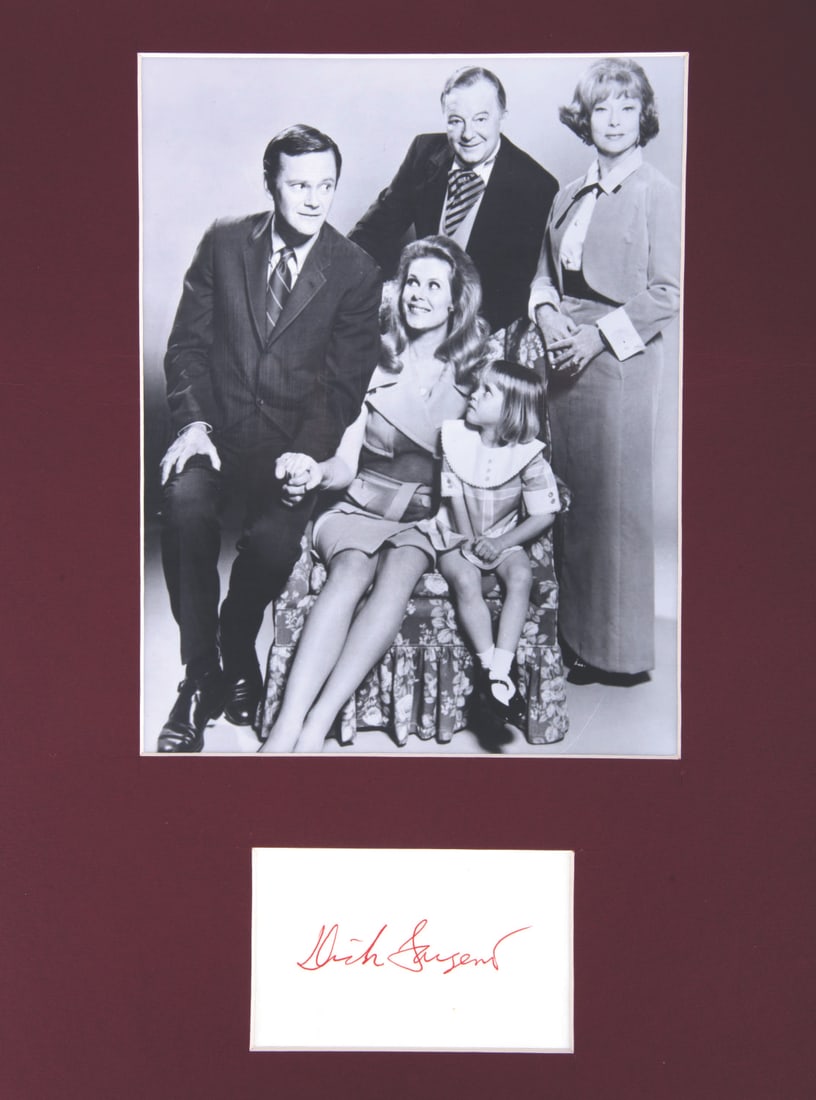 A "Bewitched" Photo and Dick Sargent Signature.: (ABC, 1969-72) A "Bewitched" cast photo custom-matted with a Dick Sargent signature. Sargent replaced Dick York as Darren in season 6 of the series. Measuring 11" x 14", the matted picture and