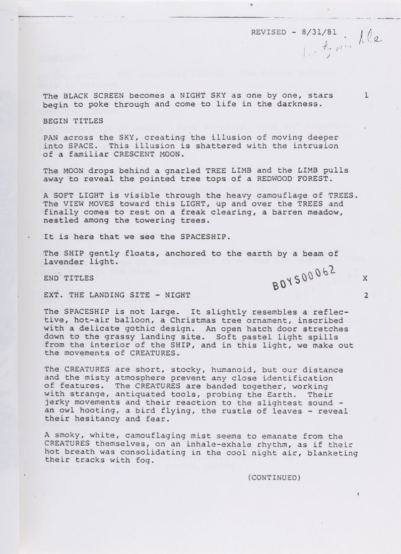 An "E.T. the Extra-Terrestrial" Original Screenplay. - 5