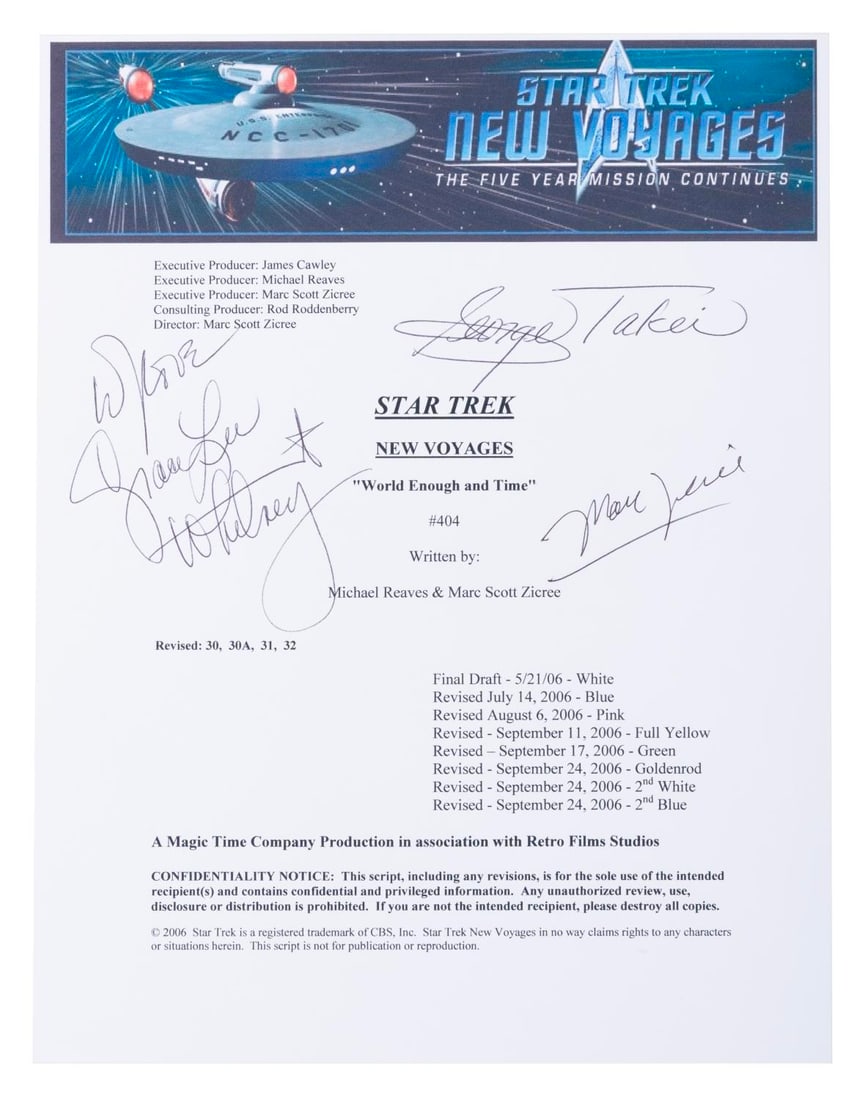A Multi-Signed "Star Trek: New Voyages" Script Cover. (1 of 1)