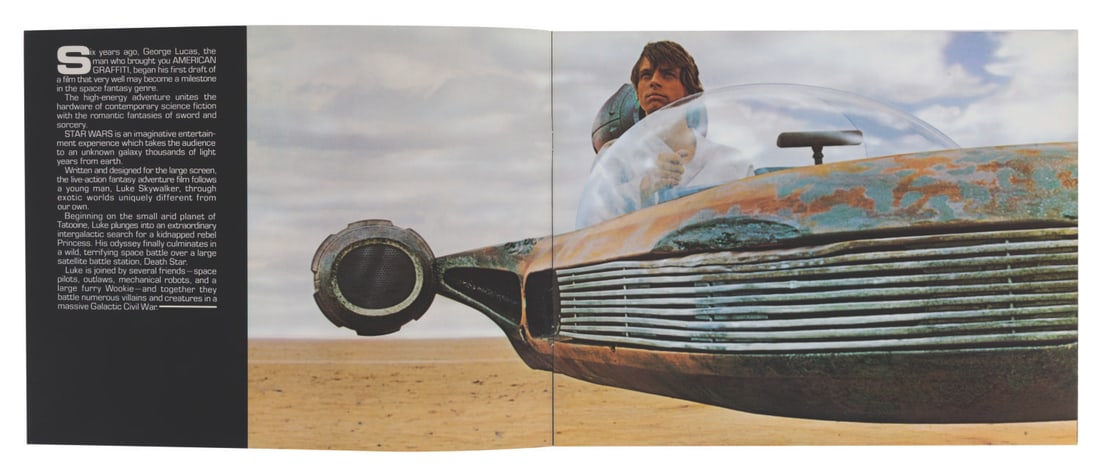 A "Star Wars" Pre-Release Exhibitor Campaign Book.: (20th Century-Fox, 1977) A very rare pre-release exhibitor campaign book for "Star Wars." This incredible book, which includes full-color photos and character bios, was given to exhibitors to generate