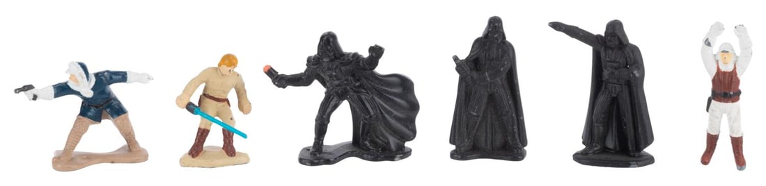 A Collection of Kenner Star Wars Micro Collection Figures.: (Kenner, 1982) A collection of 6 Star Wars Micro Collection figures, including Han Solo and Luke Skywalker dressed for Hoth, three of Darth Vader in different poses, and Luke Skywalker as he appeared
