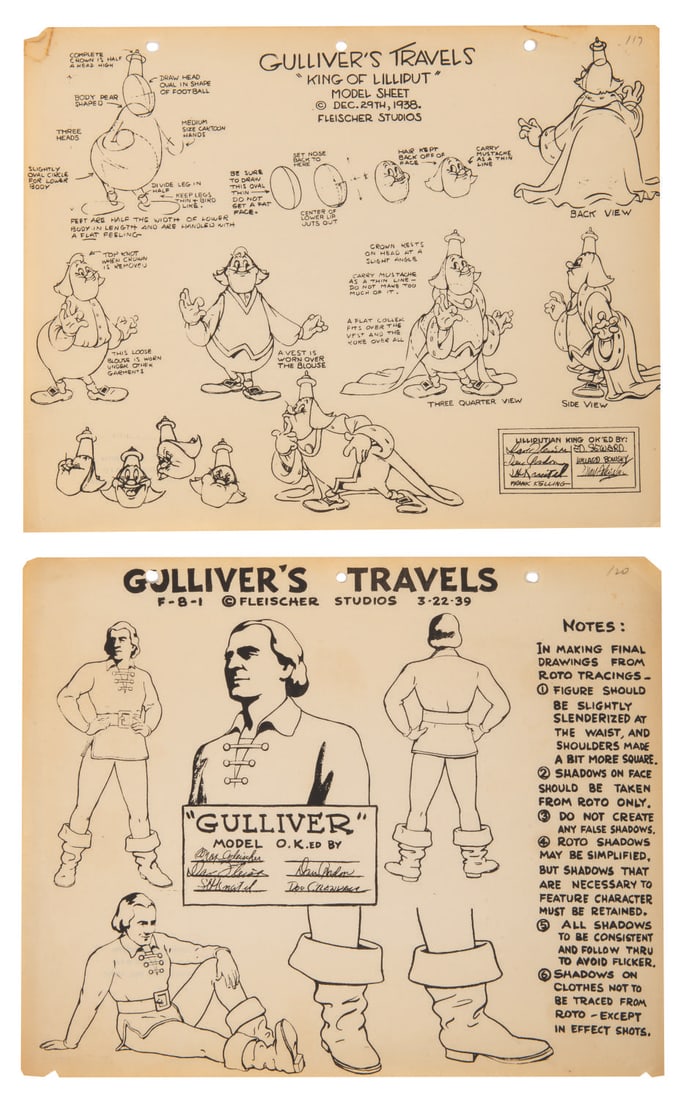 A Pair of "Gulliver's Travels" Model Sheets. (1 of 3)