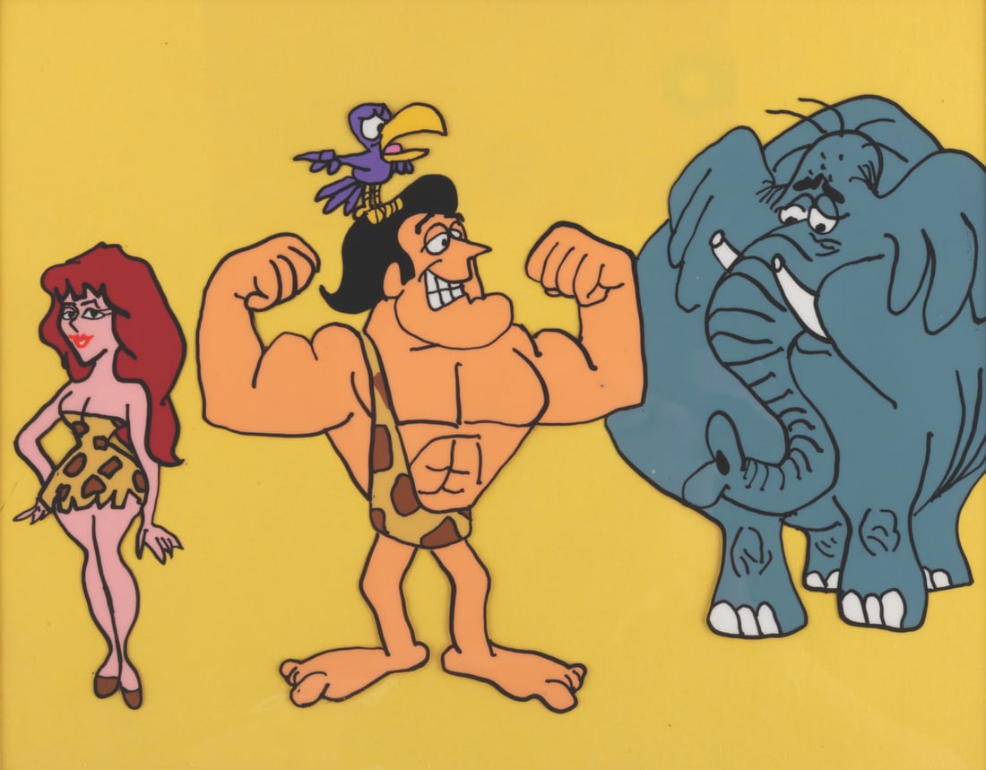 A Jay Ward Productions #45 George of the Jungle Scene Cel. (1 of 2)