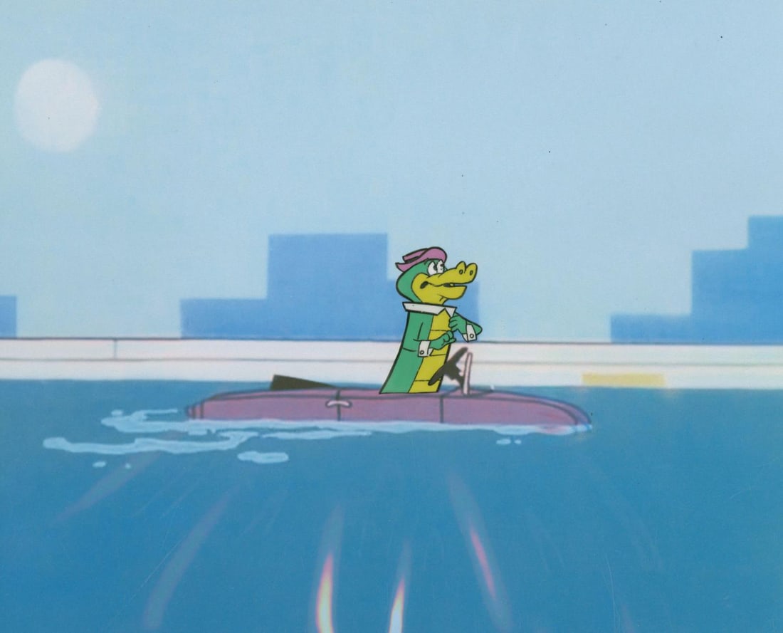 A "The Big Drip" Wally Gator Production Cel.: (Hanna-Barbera, 1963) An original "Wally Gator" hand-painted production cel from the episode titled "The Big Drip." With a character image size of 2.5" x 1.5" on an untrimmed 10" x 12.5" cel, the