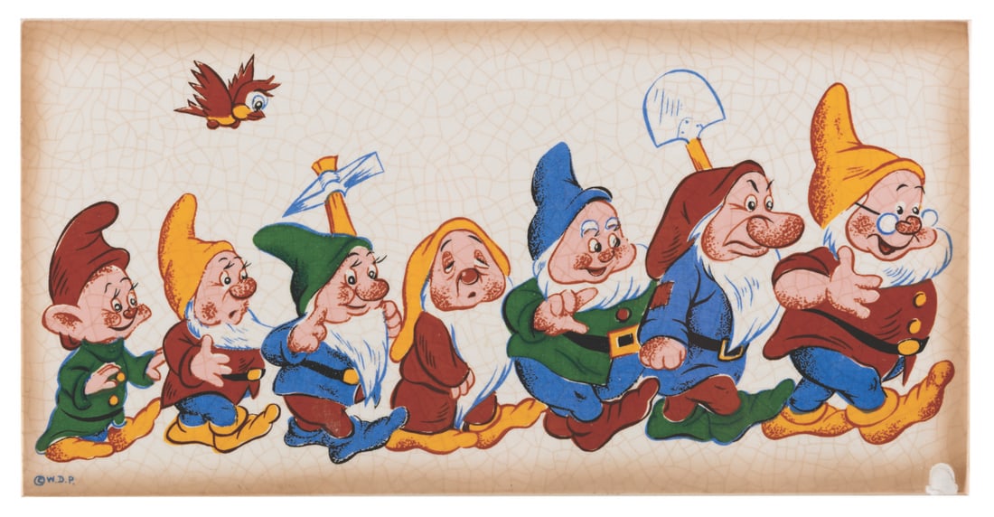 A Walt Disney's "Snow White and the Seven Dwarfs" Ceramic Tile. (1 of 1)