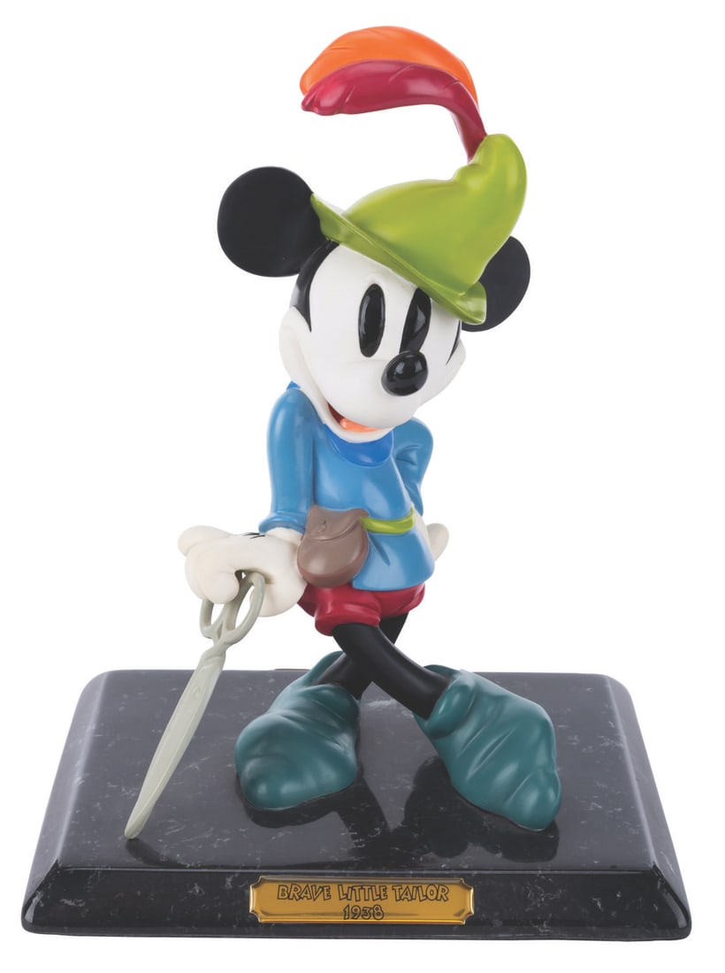 A "Brave Little Tailor" Statuette.: (Disneyana, 1996) A statue of Mickey Mouse as he appeared in "The Brave Little Tailor," produced for the 1996 Walt Disney World Disneyana Convention in an edition of 1500 pieces and hand-signed and