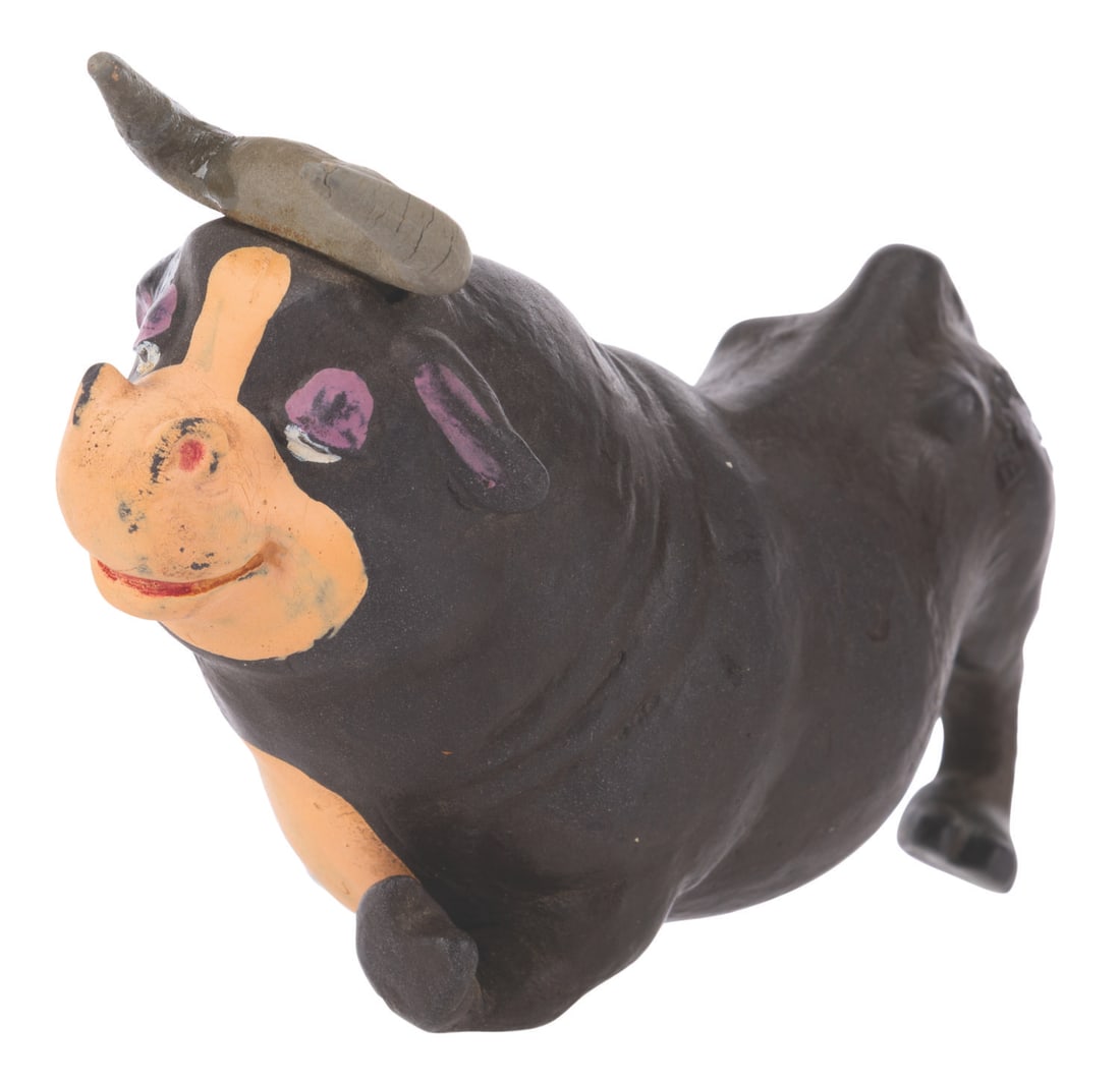 A Seiberling "Ferdinand the Bull" Figure.: (Seiberling, 1930s) A "Ferdinand the Bull" figurine manufactured by Seiberling, based on the Disney animated short. Measuring 5.5" x 2.5" x 3.5" tall, the latex figurine is in good condition with