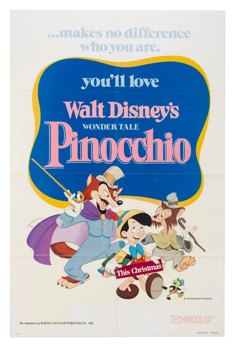 A "Pinocchio" Re-Release One-Sheet. (1 of 1)