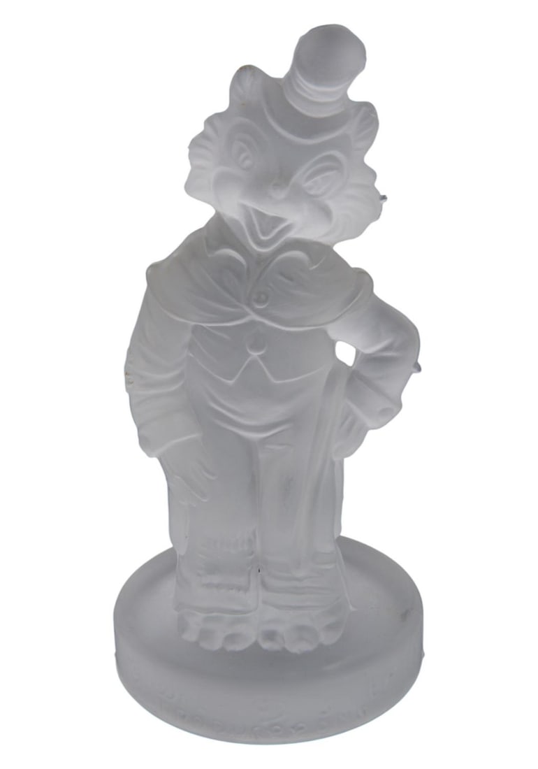 A 1970s Frosted Crystal Foulfellow Figurine.: (Imperatore Oggettistica, 1970s) An original frosted crystal glass figurine of Foulfellow from "Pinocchio" by Imperatore Oggettistica of Italy. Standing 6.25" tall, the figurine is in very good