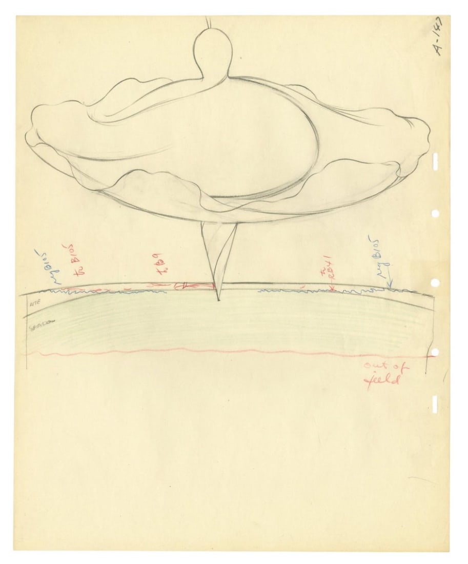 A "Fantasia" Nutcracker Suite Production Drawing.: (Disney, 1940) An original production drawing from "Fantasia." Featuring a dancing flower from The Nutcracker Suite segment, the production drawing was created at the Studio and used during the