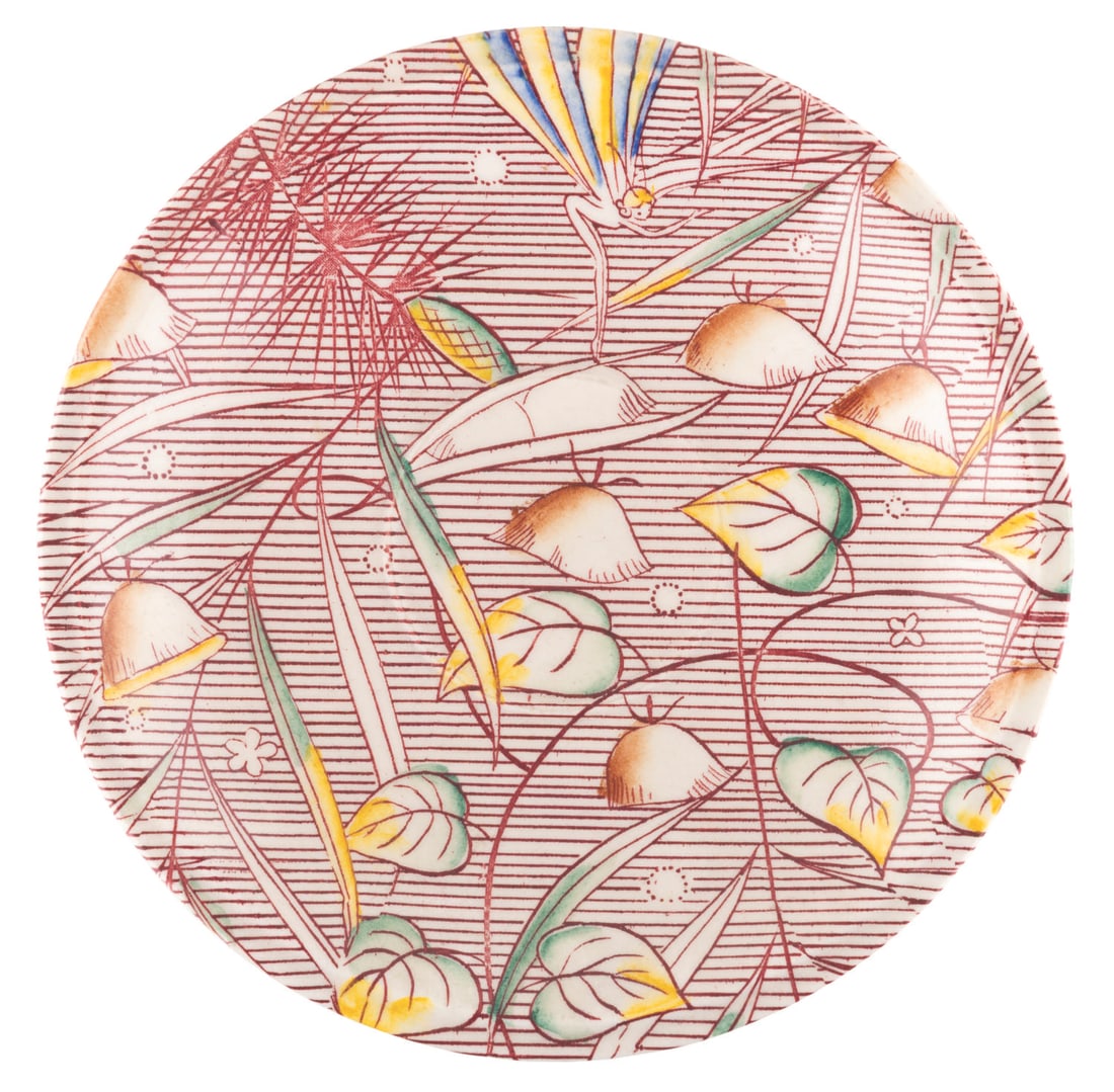 A "Fantasia" Autumn Ballet Saucer.: (Vernon Kilns, 1940) A saucer in Vernon Kilns' Autumn Ballet pattern, inspired by "Fantasia" and designed by Gyo Fujikawa. Measuring 6.25" in diameter the ceramic saucer is in very good to fine