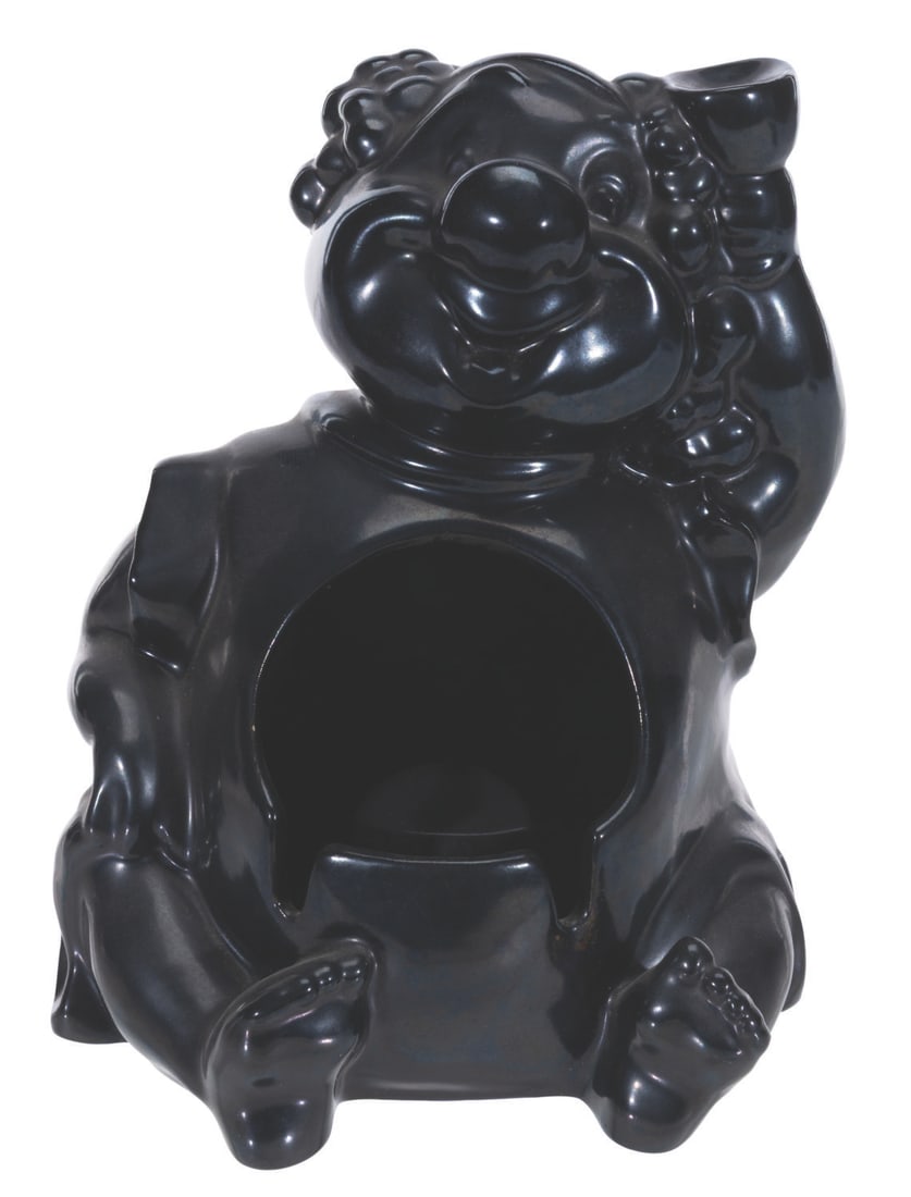 A Ceramic Ashtray of Bacchus from "Fantasia.": (Hoodwink and Vohann, 1940s) A rare ceramic ashtray of Bacchus, the god of wine, from the Pastoral Symphony segment of Walt Disney's "Fantasia." Measuring 5.25" x 5" x 6.5" tall, the ashtray is in