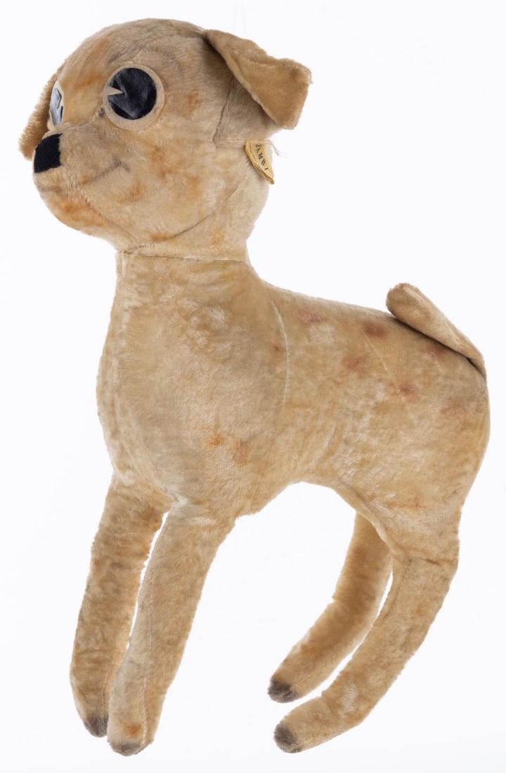A 1940s Bambi Plush by Character Novelty Co.: (Character Novelty Co., 1940s) An original plush doll of Bambi manufactured by the Character Novelty Company in Norwalk, Connecticut, retaining the Company's signature tag on the left ear. Measuring 1