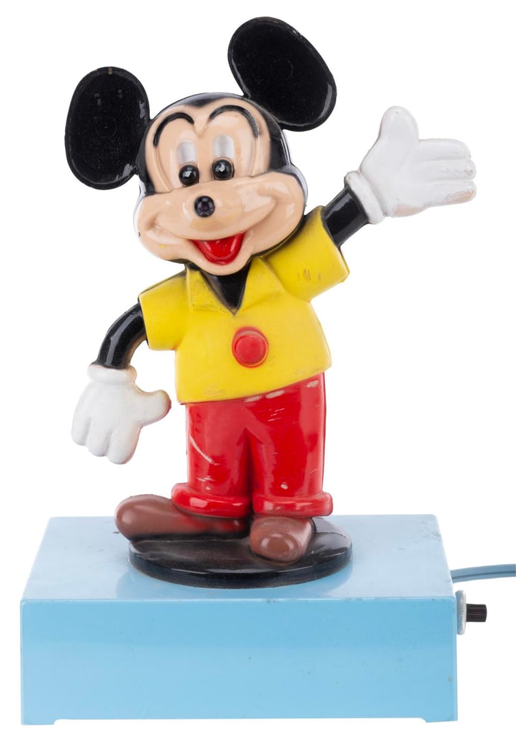 A Mickey Mouse Nite-Lite by Hankscraft.: (Hankscraft, 1950s) A plastic Mickey Mouse Nursery Nite-Lite. Measuring 3.5" x 5" x 8" tall the light is in good working condition with soiling, scuffing, scratches, and spots of paint loss.
