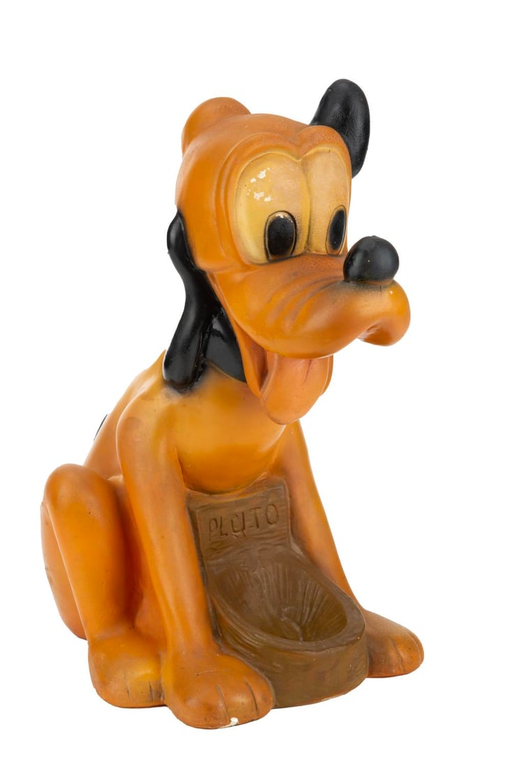 A Rare Large Plaster Pluto Figure.: (Gaggini, 1950s-60s) A rare, large plaster figure of Disney's Pluto. Little is known about the artist "Gaggini F. F. Silvio," a prolific sculptor active from the 1930s to the 1960s who worked in