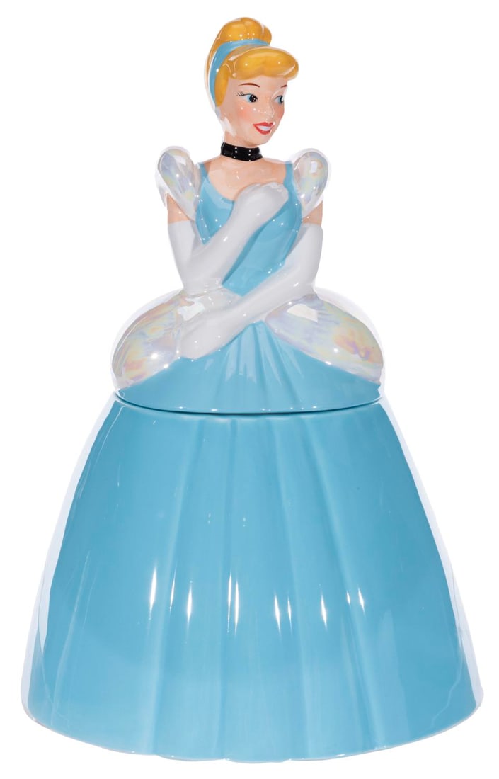 A Cinderella Cookie Jar.: (Disney Store, 1990s) A "Cinderella" cookie jar. Measuring 8.5" diameter x 13" tall, the ceramic cookie jar is in fine condition.