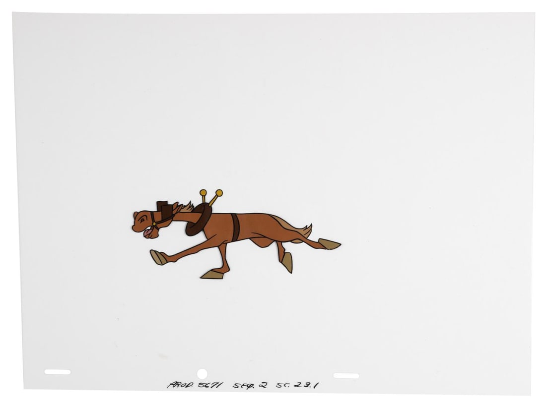 A "Your Host, Donald Duck" Production Cel.: (Disney, 1957) An original production cel of Grandpa Rufus Duck's horse from the "Frontierland" segment of the Disneyland TV series episode "Your Host, Donald Duck." With a character image size of