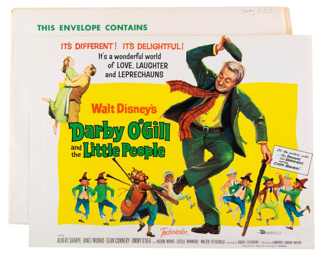 A Complete Set of "Darby O'Gill and the Little People" Lobby Cards.: (Disney, 1959) A complete set of eight lobby cards from the original theatrical release of "Darby O'Gill and the Little People" starring Albert Sharpe, Janet Munro, and Sean Connery. Each measuring 11