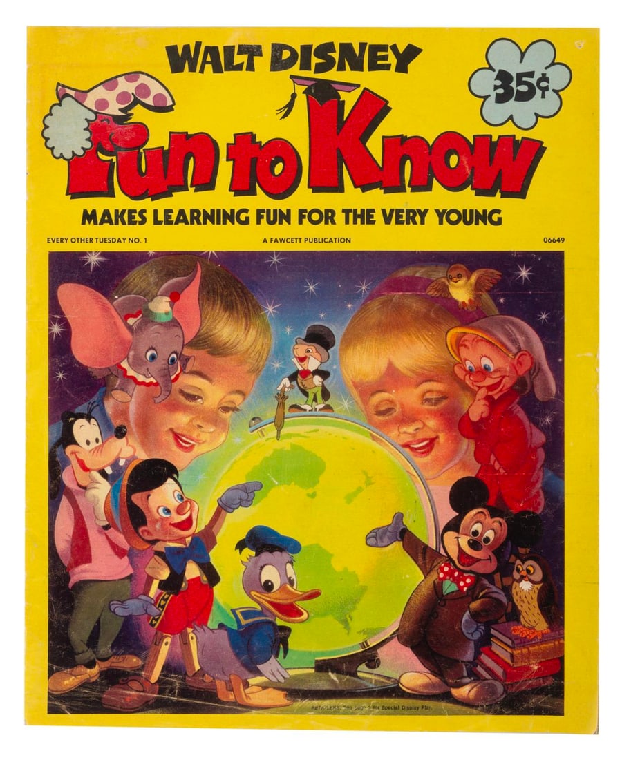 Walt Disney Fun to Know Issue Number One.: (Fawcett, 1972) Issue number one of Walt Disney Fun to know, a magazne filled with facts and information for small children. Measuring 10.25" x 12.5", the magazine is in good condition with typical