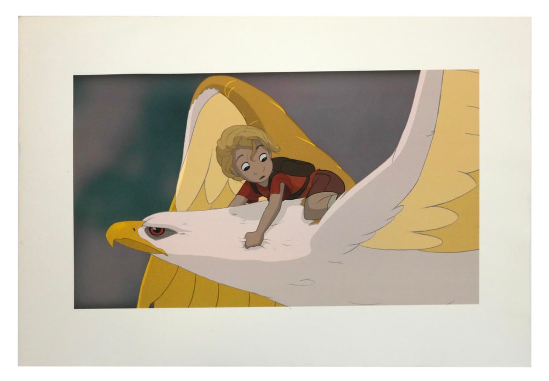 A "Rescuers Down Under" CAPS Test Print.: (Disney, 1990) An original reference print from the production of "The Rescuers Down Under." This gorgeous full color print featuring Cody riding Marahute was created at the Studio and used during